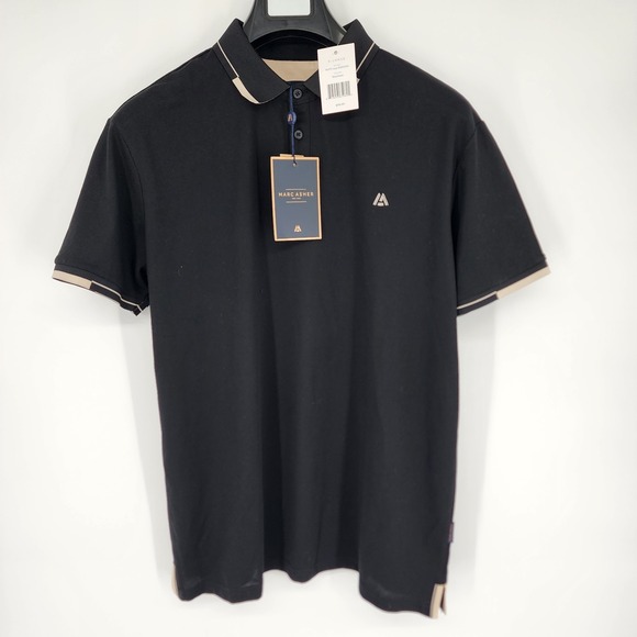 NEW Marc Asher Men's Size XL Black Contrast Tipped Design Polo Shirt Golf NWT‎ - Picture 1 of 9